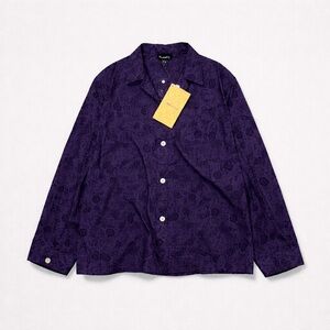 Denim & Co. 1X Floral Print Button Down Collared Blouse Cotton Polyester New